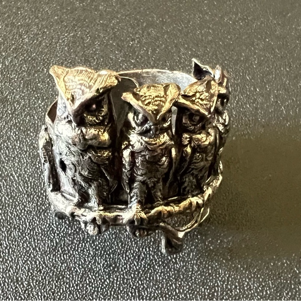 Lotta djosson Paris Antique Silver Owl Ring adjustable